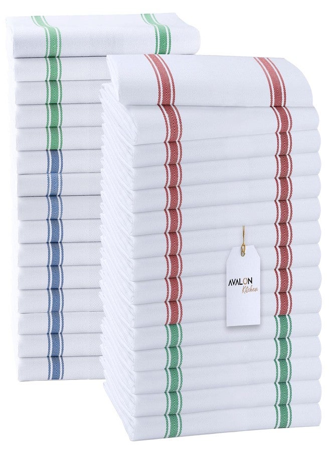 Avalon Kitchen Dish Towels Set (Value Pack of 30) Size 15x25 Inch, 100% Cotton Soft & Absorbent Linen Kitchen Towels, Tea Towel, Reusable Cleaning Cloths for Household Cleaning (Multi) - Image 1